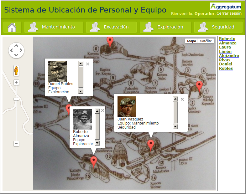 Sistema de Ubicación de Personal en Minería (Mapa)