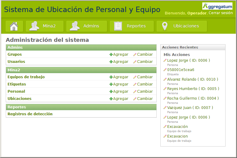Interfaz de Administración de Usuarios y Reportes MPAT